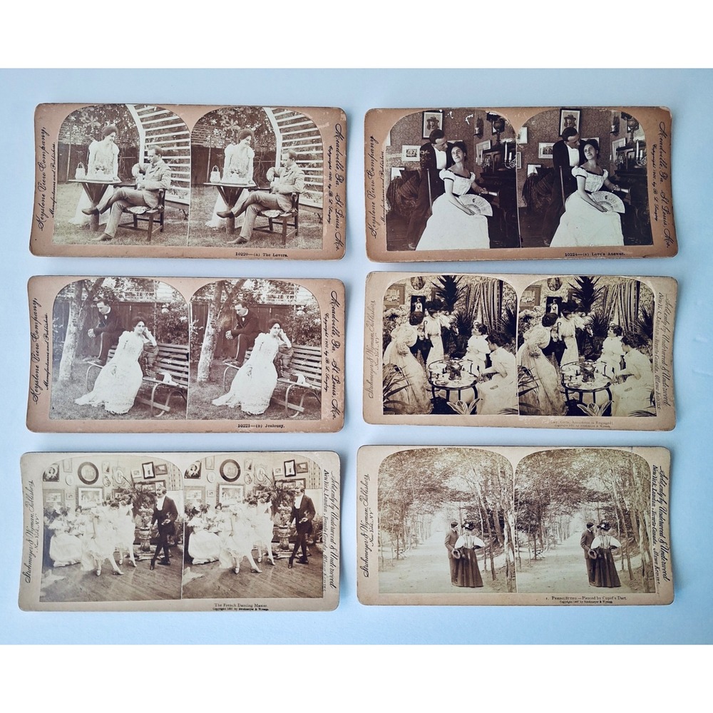 6 Antique 1897-1900 Stereoview Cards Love Romance Keystone Underwood Victorian